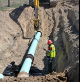 teal sewer main pipe inn the ground